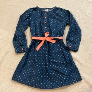Carter’s size 5T denim polka dot long sleeve dress